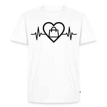 Heart + Shopping – Shopping Fan - Men's Premium Organic T-Shirt - white - Front - Nico (187cm)