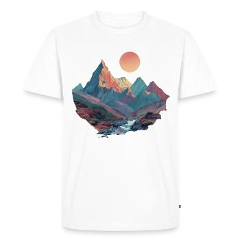 Surreal Mountain Landscape – Colorful Nature Art - Men's Premium Organic T-Shirt - white - Front - Nico (187cm)