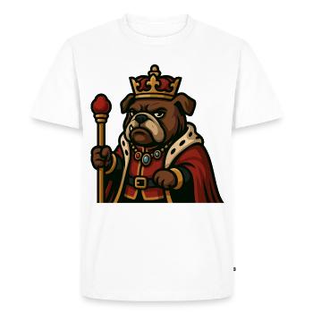 Roi bouledogue avec couronne sceptre Royal dessin animé Art - T-shirt Premium bio Homme - blanc - Devant - Nico (187cm)