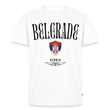 Belgrade souvenir, j’adore Belgrade - T-shirt Premium bio Homme - blanc - Devant - Nico (187cm)