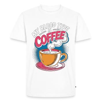 Technicien de laboratoire Mon groupe sanguin est Phlébotomie au café - T-shirt Premium bio Homme - blanc - Devant - Nico (187cm)