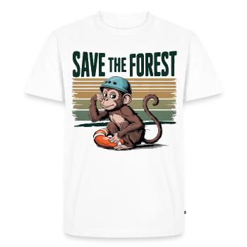 Cadeau Save the Forest Nature Écologie Action Vert - T-shirt Premium bio Homme - blanc - Devant - Nico (187cm)