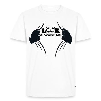 Look but please don't touch - Men's Premium Organic T-Shirt - white - Front - Nico (187cm)