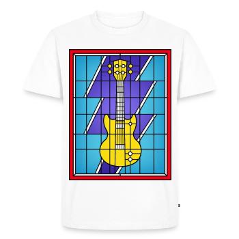 Guitare électrique jaune en vitrail - T-shirt Premium bio Homme - blanc - Devant - Nico (187cm)