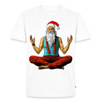 Méditation Yogi de Noël - T-shirt Premium bio Homme - blanc - Devant - Nico (187cm)
