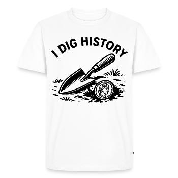 I Dig History : Aventure de détection de métaux - T-shirt Premium bio Homme - blanc - Devant - Nico (187cm)