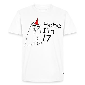 17 ans anniversaire - Cadeau 17e anniversaire - T-shirt Premium bio Homme - blanc - Devant - Nico (187cm)