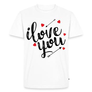 Je T'aime Déclaration Amour Romantique Passion - T-shirt Premium bio Homme - blanc - Devant - Nico (187cm)