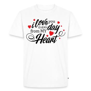 Je T'aime Chaque Jour Mon Cœur Amour Éternel - T-shirt Premium bio Homme - blanc - Devant - Nico (187cm)