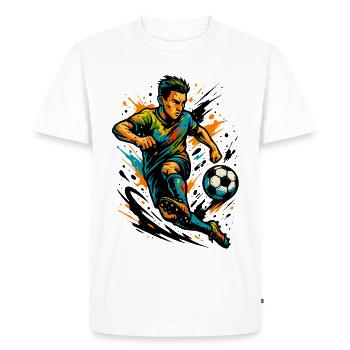 Joueur de football néon, Art d’action, Cadeau - T-shirt Premium bio Homme - blanc - Devant - Nico (187cm)