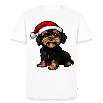 Chien Père Noël - T-shirt Premium bio Homme - blanc - Devant - Nico (187cm)