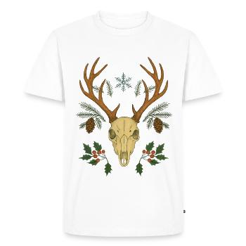 Crête du Crâne de Cerf d’Hiver - T-shirt Premium bio Homme - blanc - Devant - Nico (187cm)