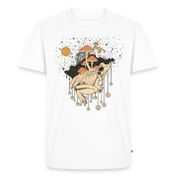 Grenouille Cosmique et Champignons dans l’Univers - T-shirt Premium bio Homme - blanc - Devant - Nico (187cm)