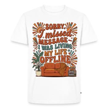 Vivre la vie hors ligne rétro - T-shirt Premium bio Homme - blanc - Devant - Nico (187cm)