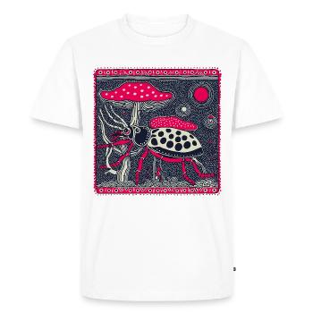 Scarabée psychédélique & Champignon – Nature rétro - T-shirt Premium bio Homme - blanc - Devant - Nico (187cm)