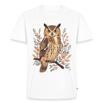 Owl's eye in a wreath of flowers - Men's Premium Organic T-Shirt - white - Front - Nico (187cm)