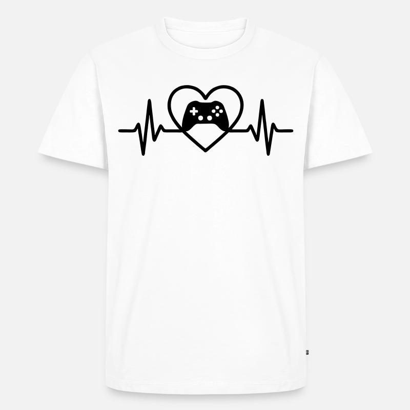 Herz Gaming – Controller Stil Gamer - Männer Premium Bio T-Shirt - Weiß