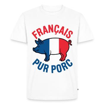 Français Pur Porc Design Humoristique - T-shirt Premium bio Homme - blanc - Devant - Nico (187cm)