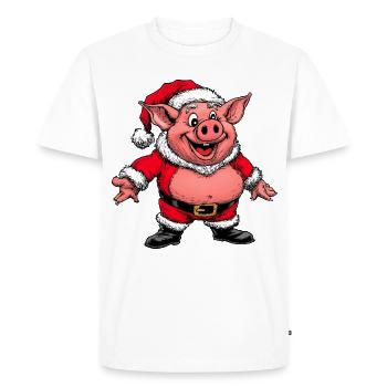 Cochon Père Noël - T-shirt Premium bio Homme - blanc - Devant - Nico (187cm)