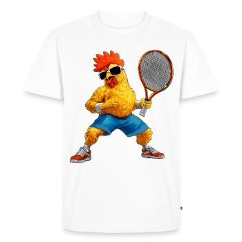 Joueur de tennis poulet - T-shirt Premium bio Homme - blanc - Devant - Nico (187cm)