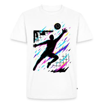 Tir en suspension de handball Silhouette néon colorée, art - T-shirt Premium bio Homme - blanc - Devant - Nico (187cm)