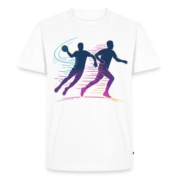 Joueur néon de handball, attaque rapide, équipe - T-shirt Premium bio Homme - blanc - Devant - Nico (187cm)