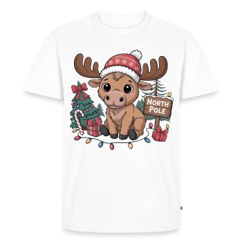 Reindeer at the North Pole Christmas - Men's Premium Organic T-Shirt - white - Front - Nico (187cm)