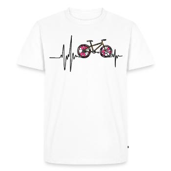 Vélo Bicyclette Cyclisme Sport Route Cœur Rythme - T-shirt Premium bio Homme - blanc - Devant - Nico (187cm)