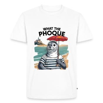 Cadeau Humour Normandie Phoque Normand Fierté - T-shirt Premium bio Homme - blanc - Devant - Nico (187cm)