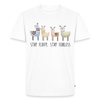 Stay Fluffy, Stay Fearless Alpaca - Men's Premium Organic T-Shirt - white - Front - Nico (187cm)