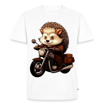 Motorcycle Hedgehog - Men's Premium Organic T-Shirt - white - Front - Nico (187cm)
