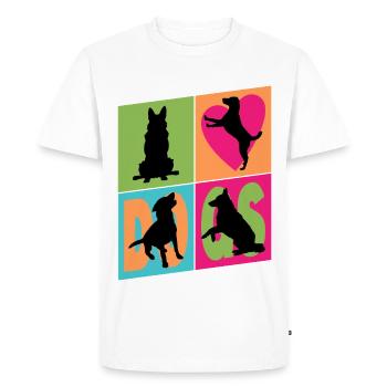 Chiens que j'aime Silhouettes de chiens Maman chien Papa chien - T-shirt Premium bio Homme - blanc - Devant - Nico (187cm)