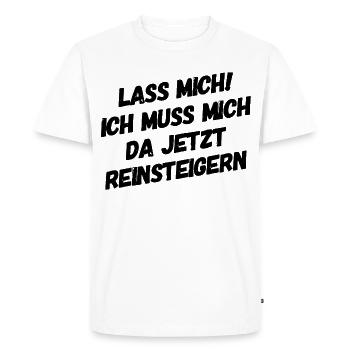Laisse-moi faire, je dois m’y mettre - T-shirt Premium bio Homme - blanc - Devant - Nico (187cm)