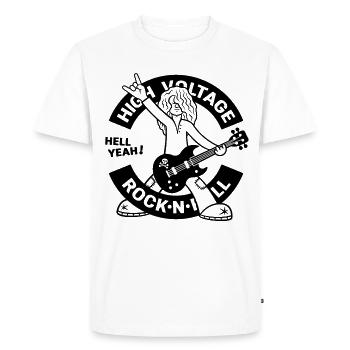 Guitariste de rock rock à haute tension - T-shirt Premium bio Homme - blanc - Devant - Nico (187cm)