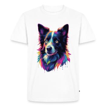 Palette néon colorée tête de chien - T-shirt Premium bio Homme - blanc - Devant - Nico (187cm)