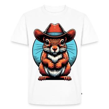 Cowboy Squirrel Graphic - Men's Premium Organic T-Shirt - white - Front - Nico (187cm)
