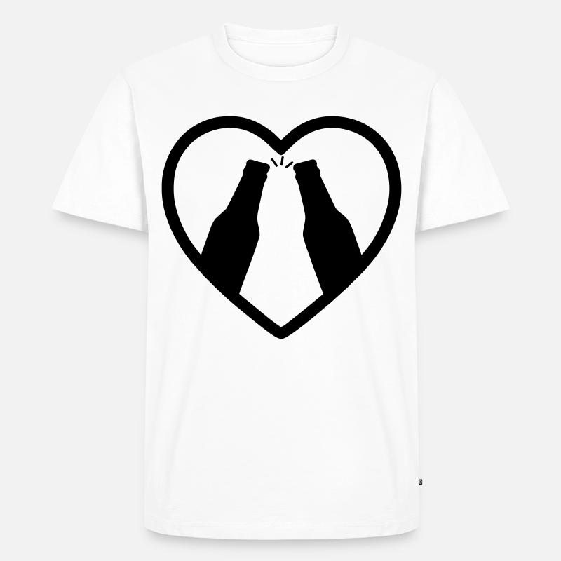 Herzflaschen Bier-Aperitif-Geschenk - Männer Premium Bio T-Shirt - Weiß