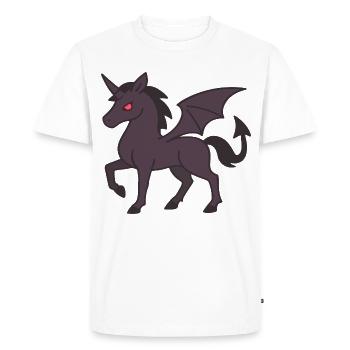 Licorne Démoniaque Sombre aux Ailes et aux Yeux Rouges - T-shirt Premium bio Homme - blanc - Devant - Nico (187cm)