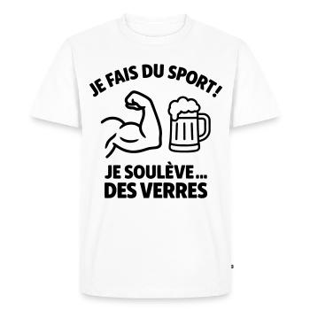 Je fais du sport je soulève des verres humour - T-shirt Premium bio Homme - blanc - Devant - Nico (187cm)