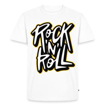 Rock 'N' Roll Graffiti Style Script Logo - Men's Premium Organic T-Shirt - white - Front - Nico (187cm)