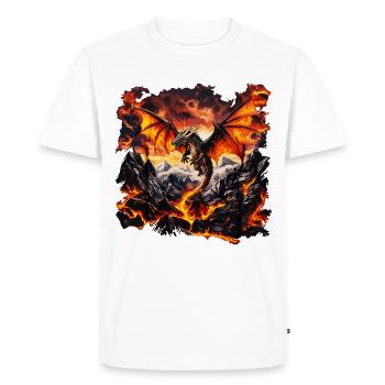 Dragon Feu, Mysticisme Gothique, Mythologie, Créature - T-shirt Premium bio Homme - blanc - Devant - Nico (187cm)