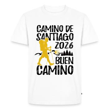 Buen Camino 2026 | Way of St. James, Pilgrims, Santiago - Men's Premium Organic T-Shirt - white - Front - Nico (187cm)