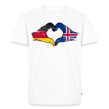 Allemagne Drapeau islandais Forme de main Forme de cœur utilisée - T-shirt Premium bio Homme - blanc - Devant - Nico (187cm)
