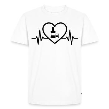 Bouteille et verre de whisky Heart - T-shirt Premium bio Homme - blanc - Devant - Nico (187cm)