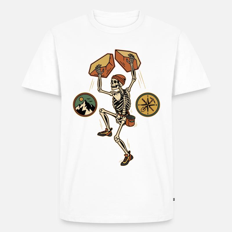 Skeleton Climber Adventure Mountains Kompass - Männer Premium Bio T-Shirt - Weiß