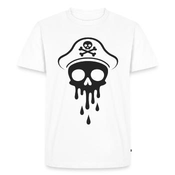 Capitaine Crâne Fondant Crâne Chapeau de Capitaine - T-shirt Premium bio Homme - blanc - Devant - Nico (187cm)
