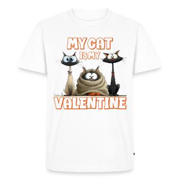 Mon chat, c’est ma Saint-Valentin - T-shirt Premium bio Homme - blanc - Devant - Nico (187cm)