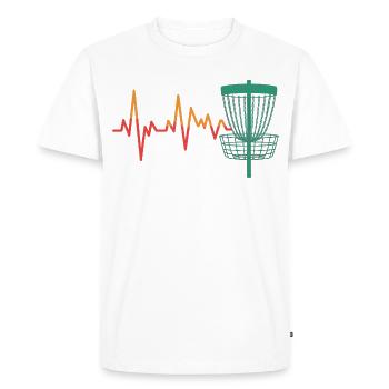 Heartbeat DiscGolf Motif - Men's Premium Organic T-Shirt - white - Front - Nico (187cm)