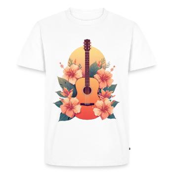 Illustration de guitares florales avec fleurs tropicales - T-shirt Premium bio Homme - blanc - Devant - Nico (187cm)