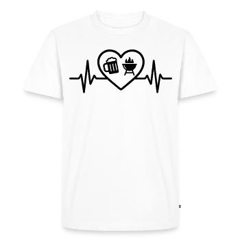 Barbecue à la bière au cœur - T-shirt Premium bio Homme - blanc - Devant - Nico (187cm)
